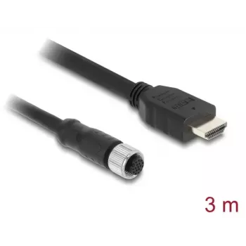 DELOCK M12 A-kodiert 17-polig (weiblich) auf HDMI (männlich) Kabel 3 m