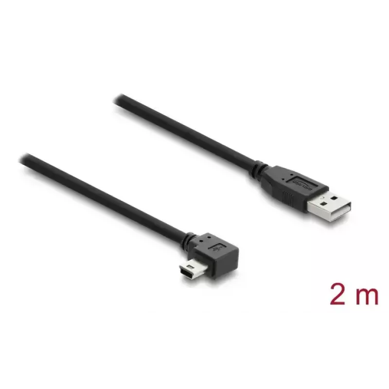 USB 2.0-Kabel DELOCK Typ-A-Stecker auf Mini-USB-B-Stecker abgewinkelt, 2 m, schwarz