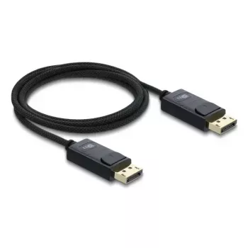 DELOCK Koaxiales DisplayPort-Kabel 16K 60 Hz 80 Gbps, DisplayPort auf DisplayPort, 2 m, schwarz, geflochtener Mantel