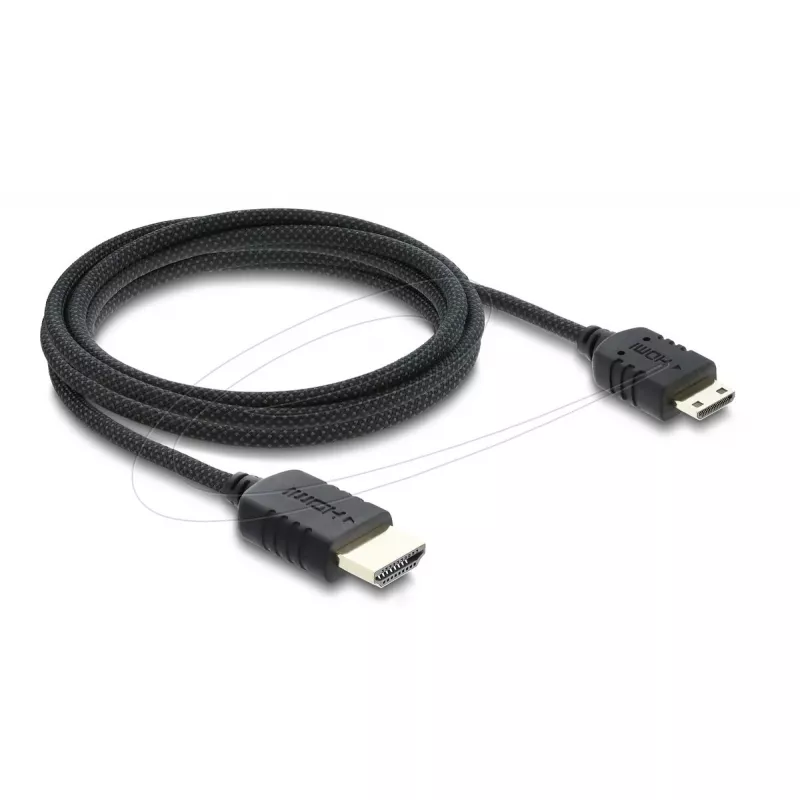 HDMI-Kabel DELOCK 81688 — 2 m, HDMI Typ A (Stecker) auf HDMI Typ C (Mini, Stecker), 48 Gbit/s, bis zu 7680×4320, vergoldete Kontakte, schwarz