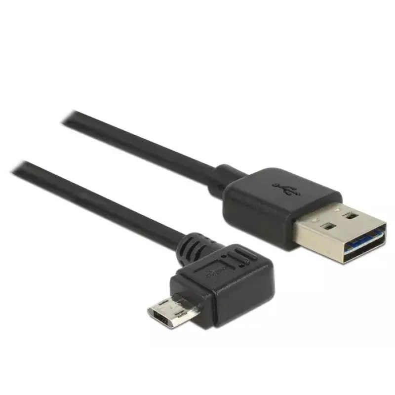 USB 2.0 Kabel DELOCK Typ-A auf Micro-USB B gewinkelt links/rechts, 5 m, schwarz