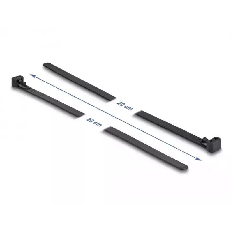 Klett-Kabelbinder DeLOCK 19064 wiederverwendbar hitzebeständig L 150 x B 7,5 mm schwarz 100 Stück