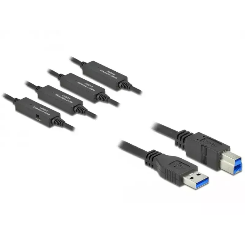USB-Kabel DeLOCK 85382 USB 3.2 Gen 1 20 m USB A USB B Schwarz