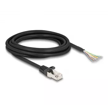 DeLOCK Kabel RJ50 Stecker auf offene Drahtenden S/FTP 3 m schwarz
