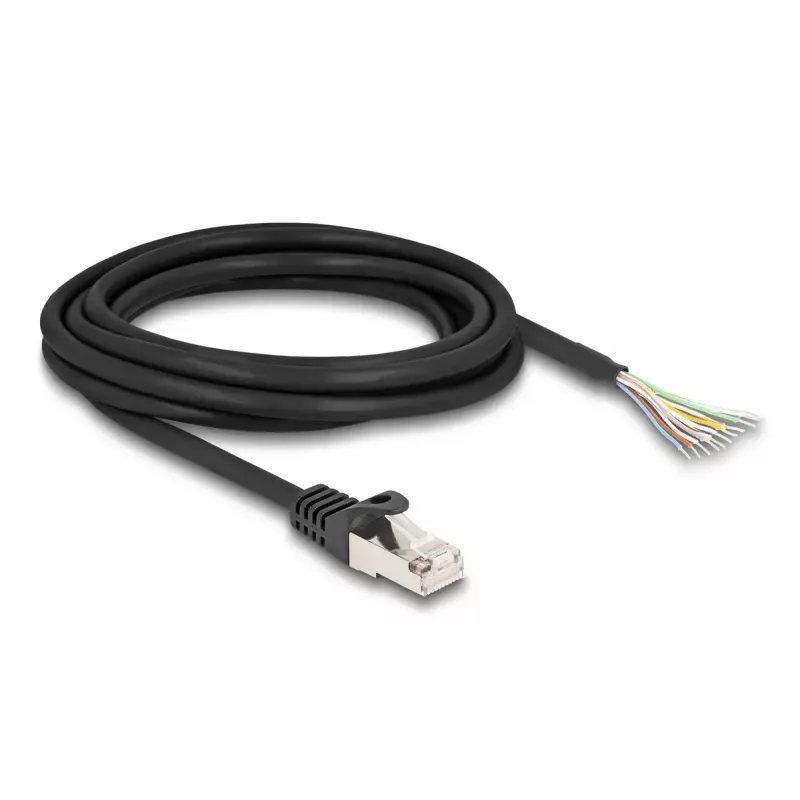 DeLOCK Kabel RJ50 Stecker auf offene Drahtenden S/FTP 3 m schwarz