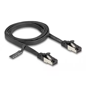 Netzwerkkabel DeLOCK RJ45 Flach-Patchkabel Stecker auf Stecker Cat.8.1 1 m schwarz