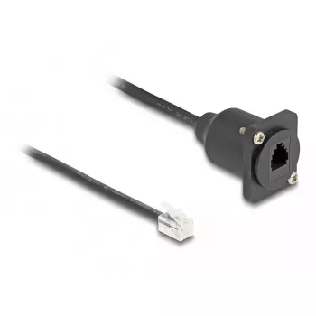 DeLOCK D-Type RJ10 Kabel Stecker auf Buchse schwarz 30 cm