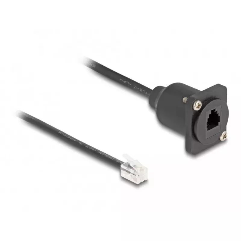DeLOCK D-Type RJ10 Kabel Stecker auf Buchse schwarz 30 cm