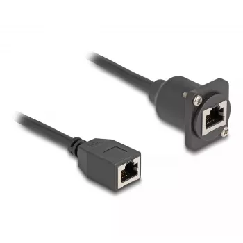 DeLOCK D-Type RJ45 Kabel Buchse-auf-Buchse Cat.5e schwarz 20 cm