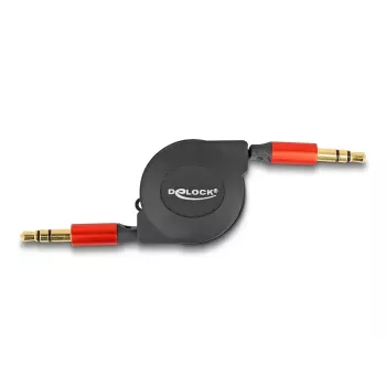 Audiokabel DeLOCK 85369 0,9 m 3,5 mm Stecker auf Stecker Schwarz Rot vergoldet
