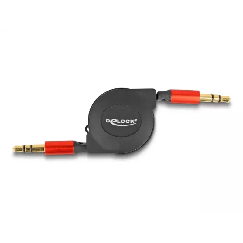Audiokabel DeLOCK 85369 0,9 m 3,5 mm Stecker auf Stecker Schwarz Rot vergoldet