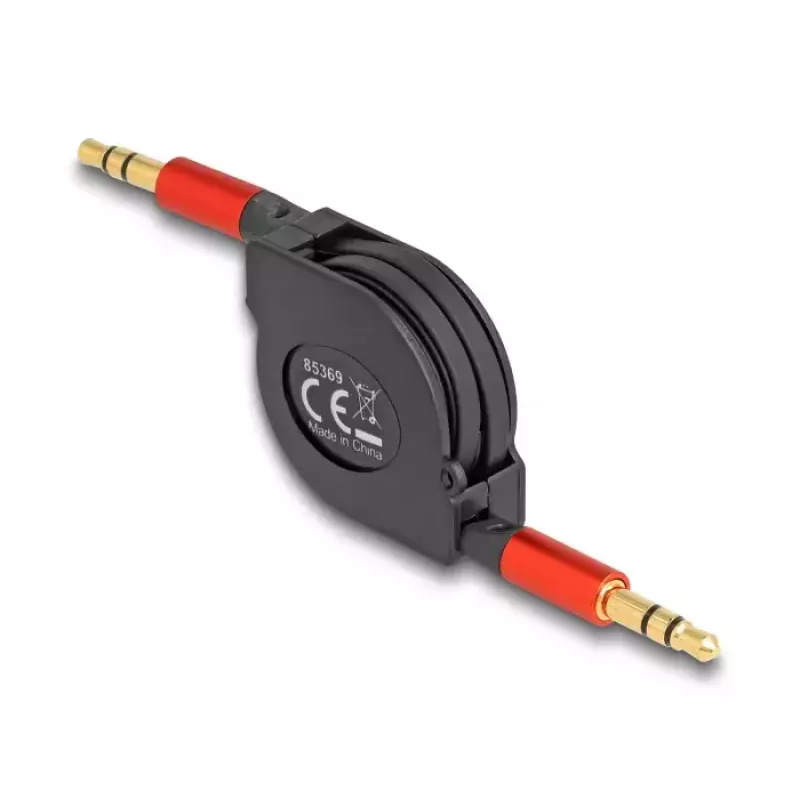 Audiokabel DeLOCK 85369 0,9 m 3,5 mm Stecker auf Stecker Schwarz Rot vergoldet