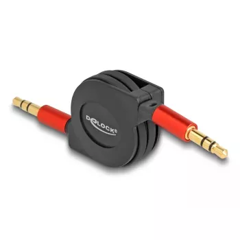 Audiokabel DeLOCK 85369 0,9 m 3,5 mm Stecker auf Stecker Schwarz Rot vergoldet