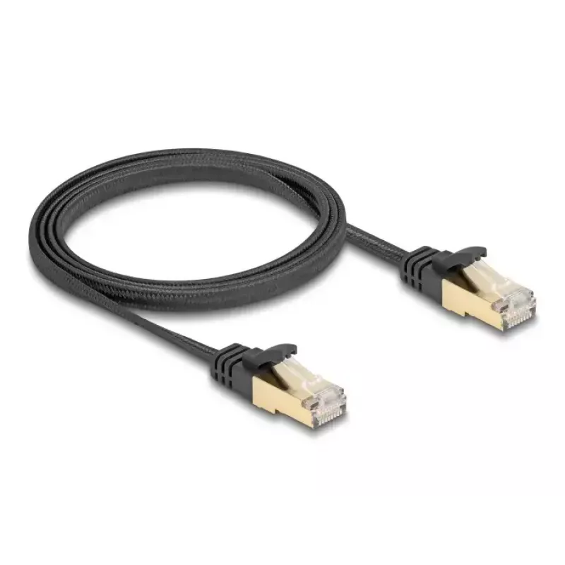 Netzwerkkabel DeLOCK RJ45 Flach 1m Cat6A Schwarz
