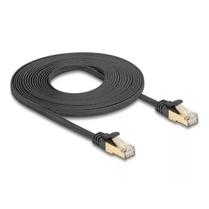 Netzwerkkabel DeLOCK RJ45 flach 5m Cat6A Schwarz