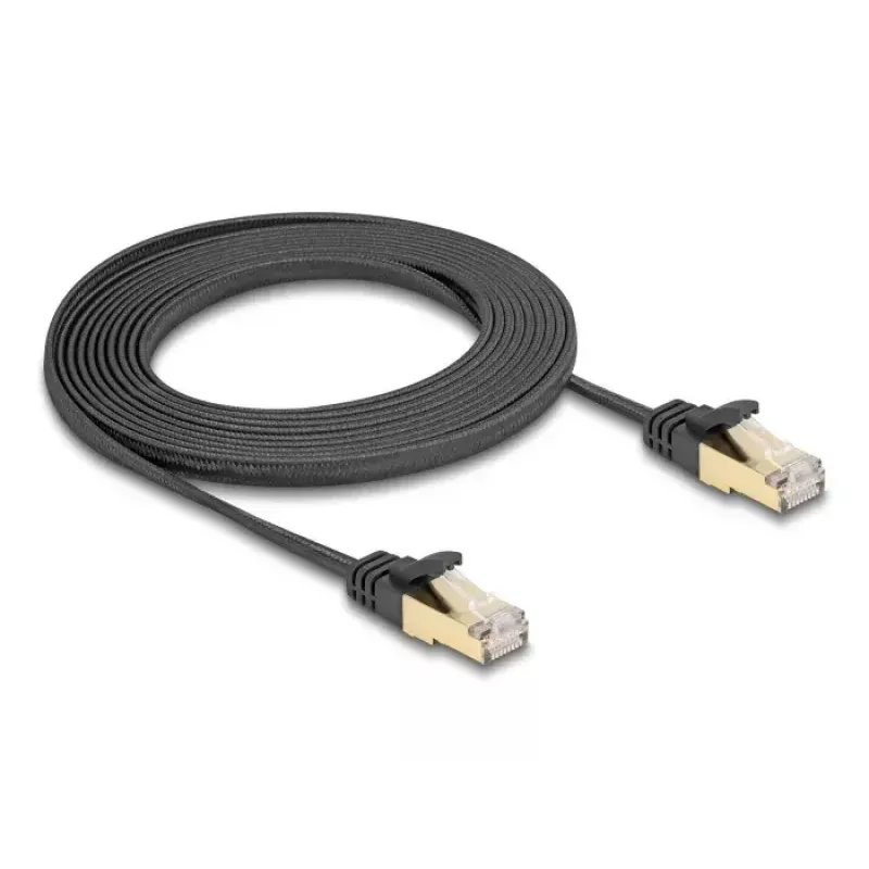 Netzwerkkabel DeLOCK RJ45 Flach 3m Cat6A Schwarz