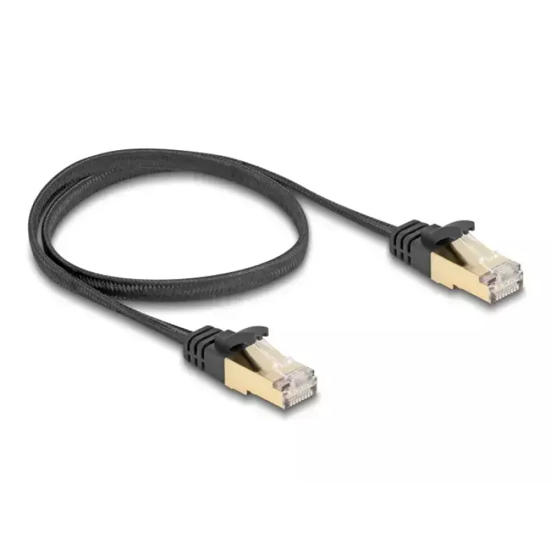 Netzwerkkabel DeLOCK RJ45 Flach 0,5 m Cat.6A schwarz