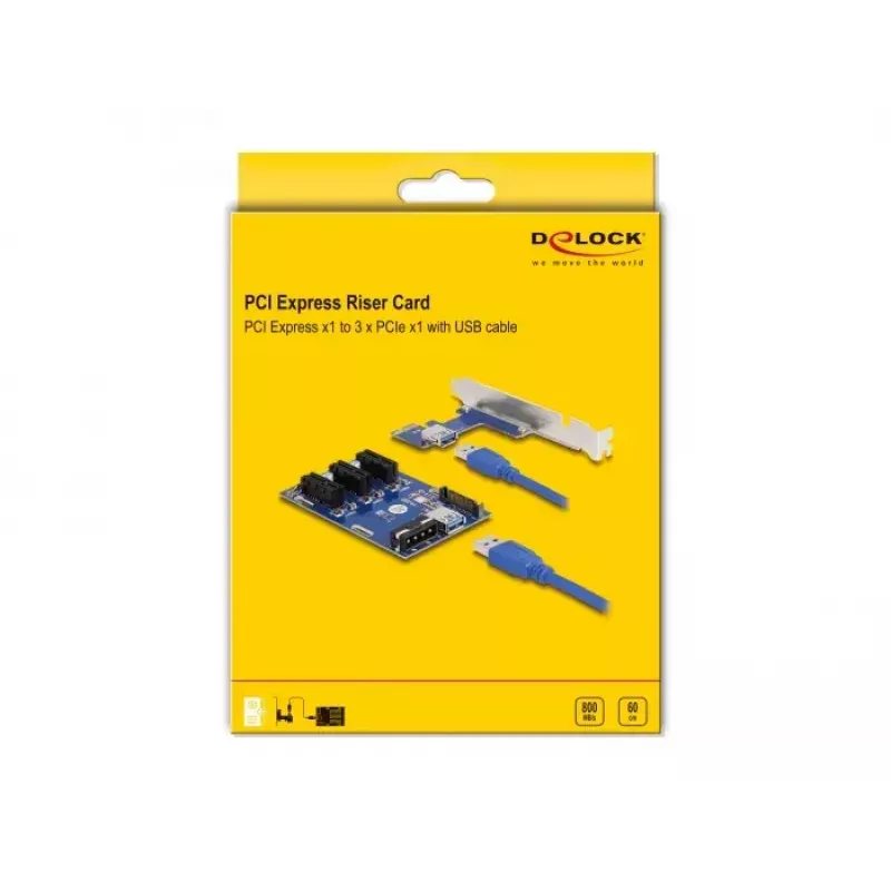 DeLOCK Riser Card PCI Express x1 auf 3 x PCIe x1 50 cm USB-Kabel