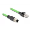 Netzwerkkabel DeLOCK M12 Kabel A-codiert 8-polig Stecker auf RJ45 Stecker PUR (TPU) 2 m