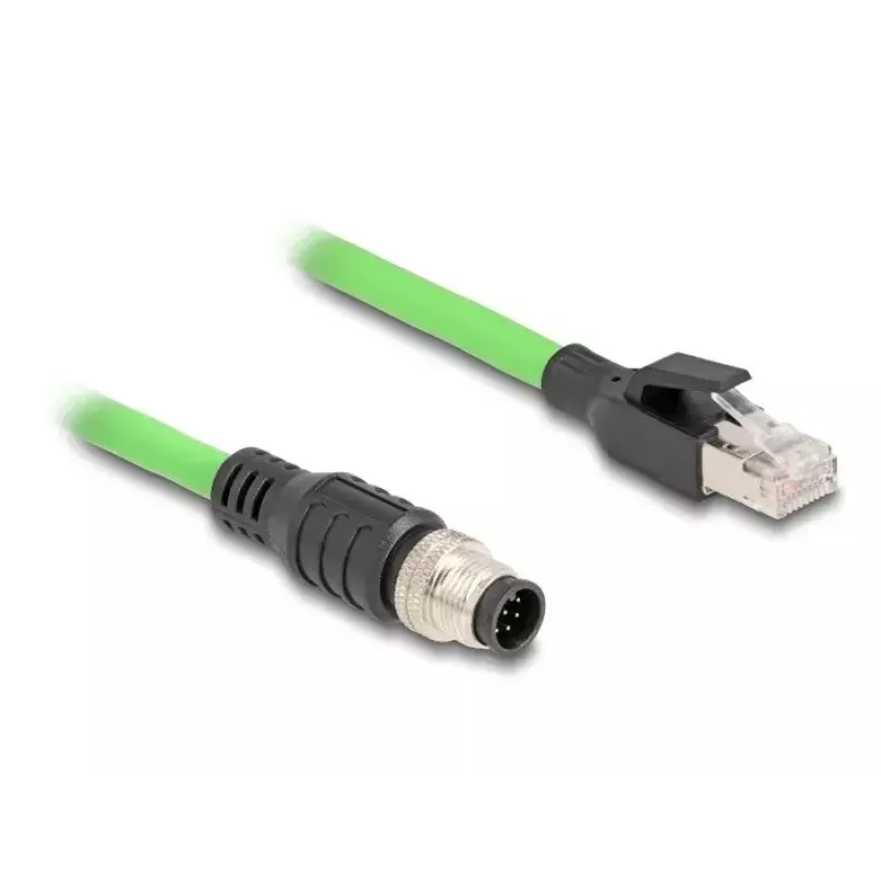 Netzwerkkabel DeLOCK M12 Kabel A-codiert 8-polig Stecker auf RJ45 Stecker PUR (TPU) 2 m