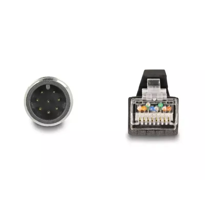 Netzwerkkabel DeLOCK M12 Kabel A-codiert 8-polig Stecker auf RJ45 Stecker PUR (TPU) 2 m