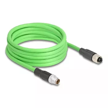 Netzwerkkabel DeLOCK M12 Kabel X-kodiert 8-polig Stecker auf Buchse PUR (TPU) 1 m
