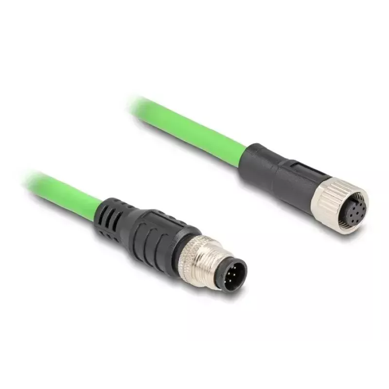 Netzwerkkabel DeLOCK M12 Kabel A-codiert 8-polig Stecker auf Buchse PUR (TPU) 5 m