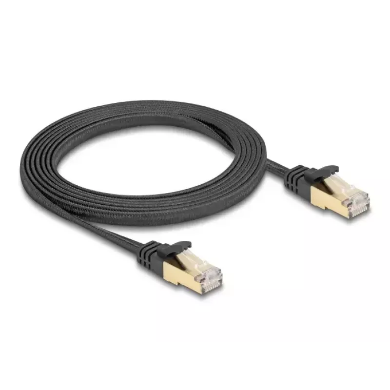 Netzwerkkabel DeLOCK RJ45 Flach Cat.6A 2m Schwarz