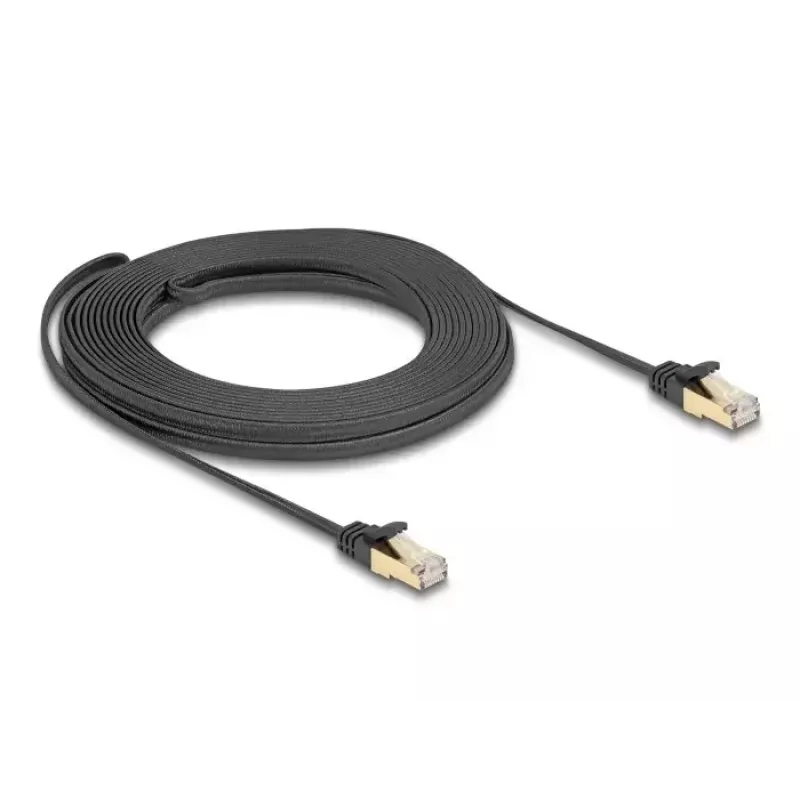 Netzwerkkabel DeLOCK RJ45 Flach 10m Cat6A Schwarz