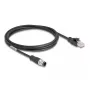 Netzwerkkabel DeLOCK M12-Kabel D-kodiert 4-polig Stecker auf RJ45 Stecker Cat5e 2 m Schwarz