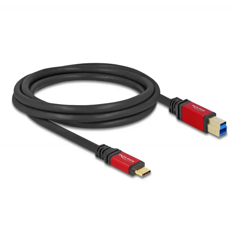 DeLOCK USB-Kabel USB Type-C auf USB Type-B 2m 5Gbps Rot Metall