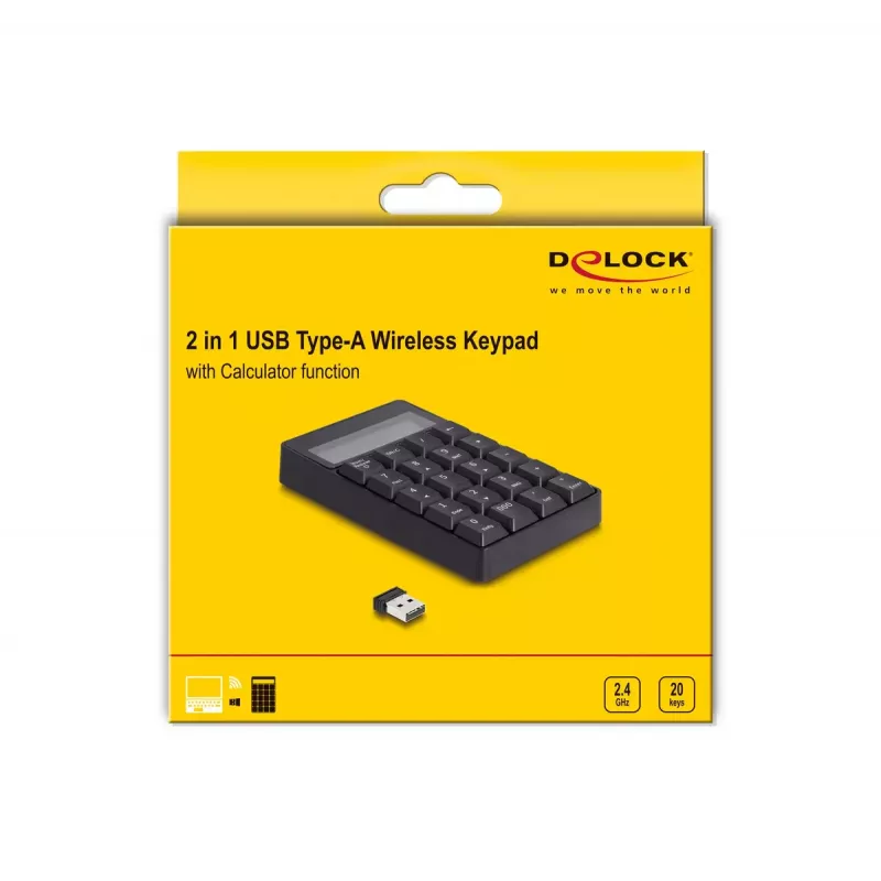 Numerische Tastatur DeLOCK 12113 USB Schwarz 20 Tasten Universal