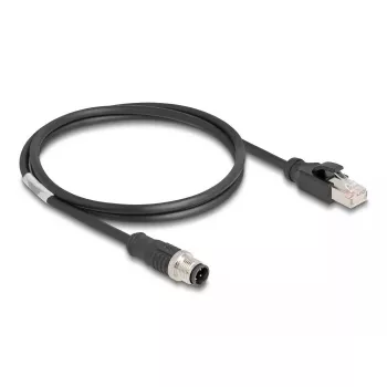 Netzwerkkabel DeLOCK M12 Kabel D-kodiert 4-polig Stecker auf RJ45 Stecker Cat5e 1 m Schwarz