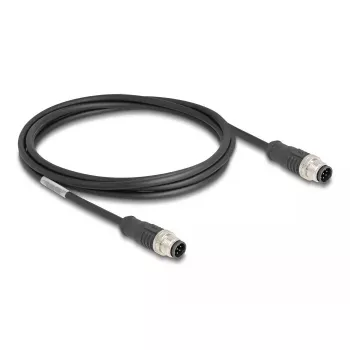 Netzwerkkabel DeLOCK M12 Kabel A-codiert 8-polig Stecker auf Stecker Cat5e 2 m Schwarz