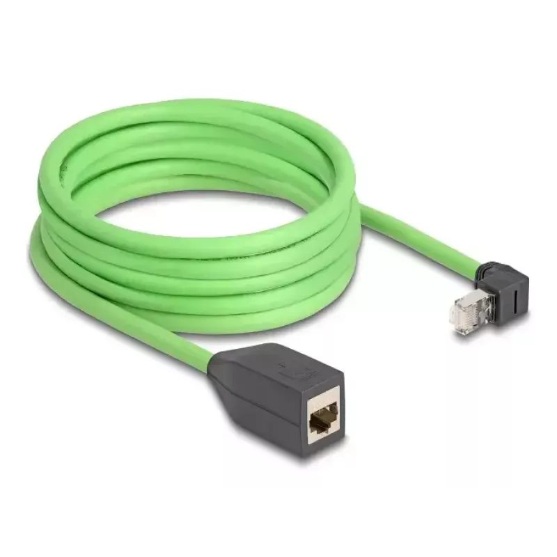 DeLOCK Netzwerkkabel RJ45 Cat.6A Aufwärts abgewinkelter Stecker auf Buchse 5 m Grün