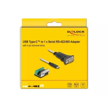 DeLOCK Adapter USB-Typ-C auf Seriell RS-422/485 Stecker 6-Pin-Klemmleiste 0,5 m