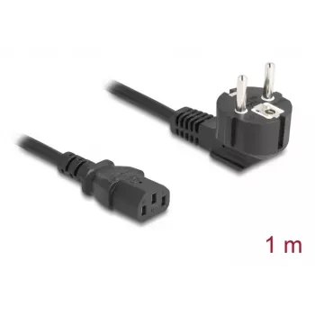 Netzkabel DELOCK CEE 7/7 90° gewinkelt auf IEC C13, 1 m, 3×0,75 mm², H05VV-F, 250 V