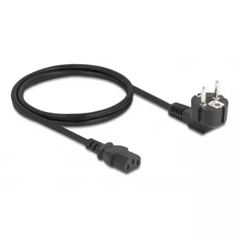 Netzkabel DELOCK CEE 7/7 90° gewinkelt auf IEC C13, 1 m, 3×0,75 mm², H05VV-F, 250 V