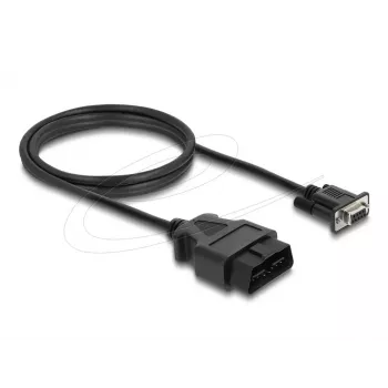 DELOCK Adapterkabel OBD‑2 Stecker auf DB‑9 Buchse, Cat5e, Schwarz, 1,15 m