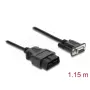 DELOCK Adapterkabel OBD‑2 Stecker auf DB‑9 Buchse, Cat5e, Schwarz, 1,15 m