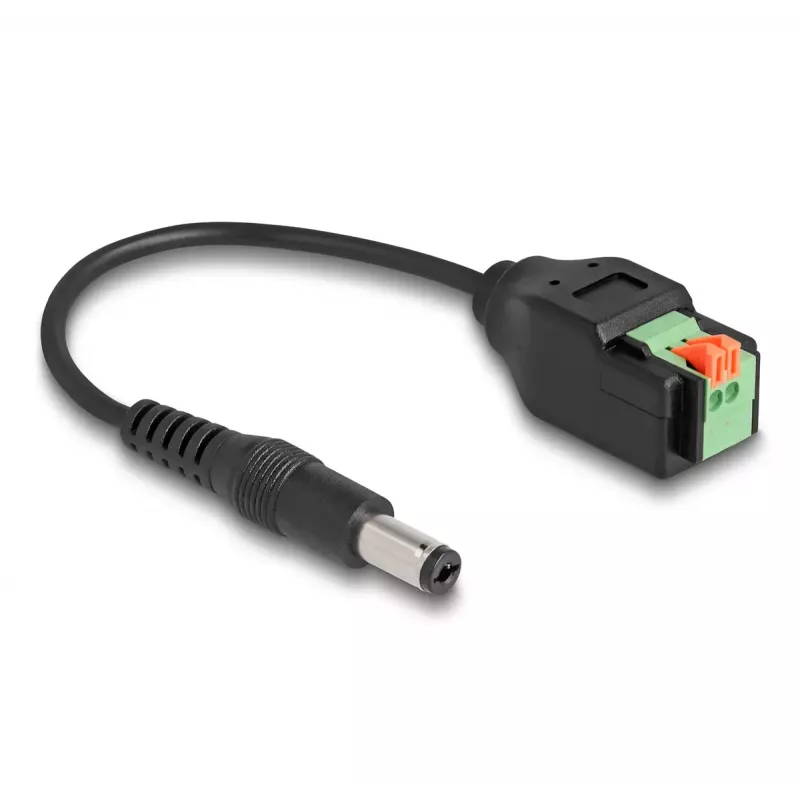 DeLOCK DC-Kabel 2,1 x 5,5 mm Stecker auf 2-polige Klemmleiste Adapter 15 cm