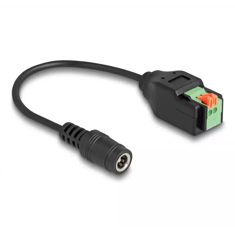 DeLOCK DC 2,1 x 5,5 mm Klinke auf 2-poligen Klemmblock Adapter 15 cm