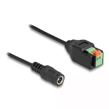 DeLOCK DC 2,1 x 5,5 mm Klinke auf 2-poligen Klemmblock Adapter 15 cm