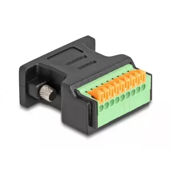 DeLOCK D-Sub 9 Buchse auf Klemmleistenadapter mit Drucktaster Schwarz