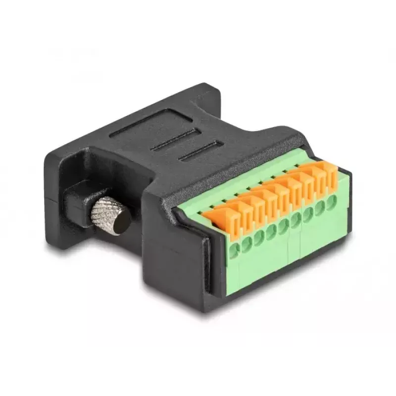 DeLOCK D-Sub 9 Buchse auf Klemmleistenadapter mit Drucktaster Schwarz