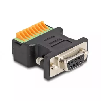 DeLOCK D-Sub 9 Buchse auf Klemmleistenadapter mit Drucktaster Schwarz
