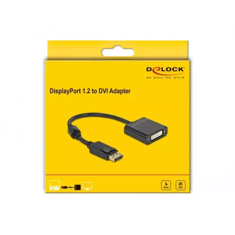 Adapter DisplayPort 1.2 Stecker auf DVI Buchse 4K Aktiv DeLOCK 63482