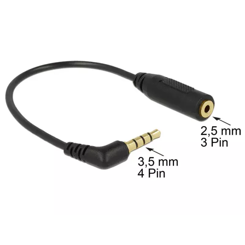 Audiokabel DeLOCK 0,175 m 3,5 mm/2,5 mm Schwarz