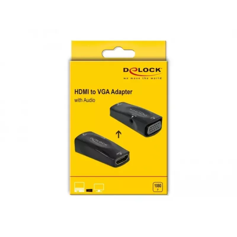 Adapter HDMI-A Buchse auf VGA Buchse 1080p mit Audio DeLOCK 66560