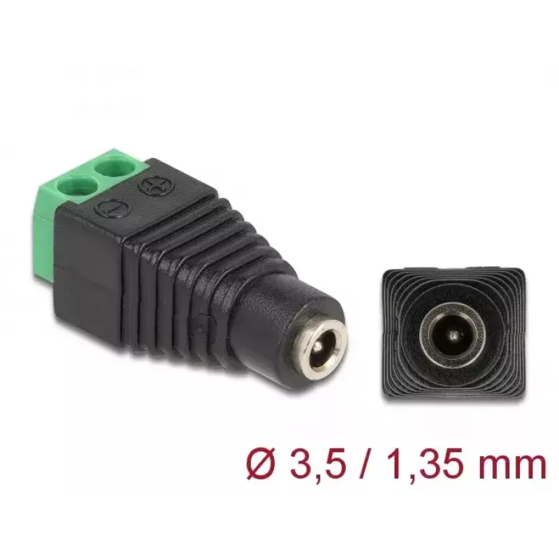 Adapter DC 1,35 x 3,5 mm Buchse auf 2-polige Klemmleiste DeLOCK 66730